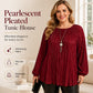 Women's Plus Size Pleated Long Sleeve Top