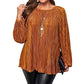 Women's Plus Size Pleated Long Sleeve Top