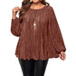 Women's Plus Size Pleated Long Sleeve Top