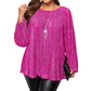 Women's Plus Size Pleated Long Sleeve Top