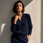 Women's Ribbed Knit Zip-Up Bomber Jacket