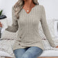 Must-Have👚 Long Sleeve Knit Top with Asymmetrical Hemline – Versatile Layer for Autumn & Winter Style