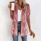 ☀️🧥Seasonal Style - Double-Breasted Velvet Open Cardigan