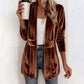 ☀️🧥Seasonal Style - Double-Breasted Velvet Open Cardigan