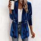 ☀️🧥Seasonal Style - Double-Breasted Velvet Open Cardigan