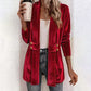 ☀️🧥Seasonal Style - Double-Breasted Velvet Open Cardigan