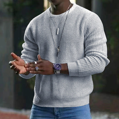 👔Seasonal Style - Men's Stretch Knit Pullover – Classic Crew Neck & Easy Pairing with Jeans or Joggers