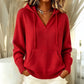 🌸Hot Sale 50% OFF💖Women's Casual Solid V-Neck Hooded Sweater