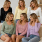 ⌛Limited-Time Offer-Women's Casual Round Neck Pointelle Long Sleeve Top