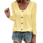 ⌛Limited-Time Offer-Women's Casual Round Neck Pointelle Long Sleeve Top