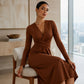 Women's Elegant V-Neck Midi Dress