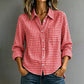 Women's Plaid Long Sleeve Button-Down Shirt