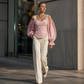 Women's Cold Shoulder Floral Jacquard Top