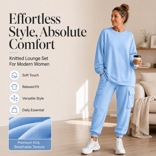 Trending Now👚👖 Crew Neck Top & Cargo Pants Set – Relaxed Fit & Utility Pockets for Effortless Everyday Style