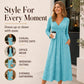 Women's Wrap V Neck Dress with Pockets