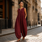 ⭐New Arrivals - Sleeveless Linen Jumpsuit with Pockets – Flowing Oversized Silhouette for Beach or Lounge