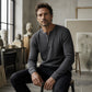 ⌛Limited-Time Offer-Men's Waffle Knit Long Sleeve Henley Shirt