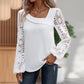 🌸Women's Cutout Lace Patchwork Long-Sleeve Top – Elegant Cutout Detail For Effortless Feminine Style 🤍