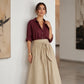 Women's Elegant Shirt & Tie-Waist Skirt Set