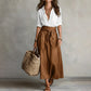 Women's Elegant Shirt & Tie-Waist Skirt Set