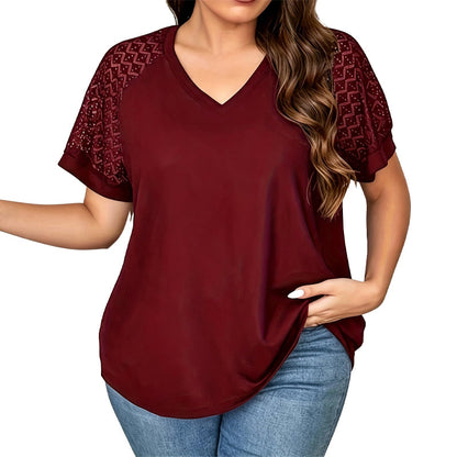 ⌛Limited-Time Offer-Women's Elegant Lace Patchwork V-Neck Top