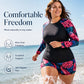 Women's Plus Size Long Sleeve Swimsuit with Shorts