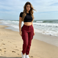 Women's Solid Color Tapered Cargo Pants