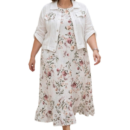 Women's Floral Maxi Dress with Cropped Jacket Set