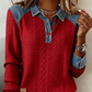 👔New Arrivals - Patchwork Long Sleeve Shirt with Denim Trim – Classic Lapel & Partial Button Placket for Versatile Casual Wear