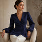 Trending Now⭐👚 V-Neck Lantern Sleeve Peplum Blouse – Romantic Ruffle Hem & Flattering Fit for Effortless Style