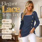 Bestseller🏆👚 Lace-Trim Long Sleeve Top – Feminine Square Neck & All-Day Comfort for Every Look