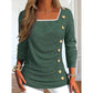 Bestseller🏆👚 Lace-Trim Long Sleeve Top – Feminine Square Neck & All-Day Comfort for Every Look