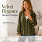Women's Velvet Hoodie Jacket with Ruffle Sleeve