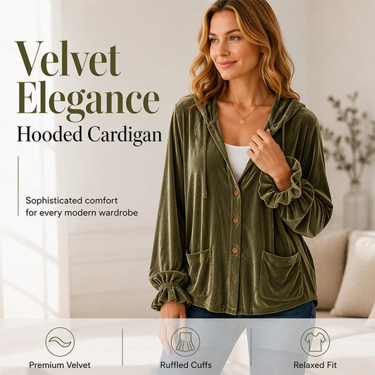 🌸🧥New Arrivals - Women's Velvet Hoodie Jacket with Ruffle Sleeve