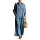 Women's Casual Shirt & Flowy Wide-Leg Pants Set