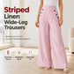 High-Waist Striped Wide-Leg Trousers