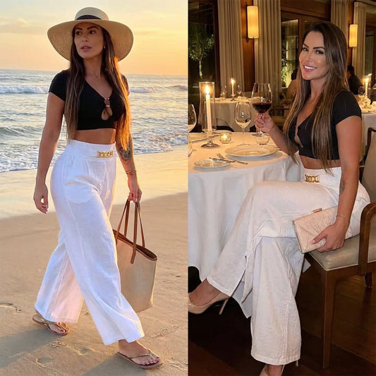 New Arrivals👖 High-Waist Wide-Leg Trousers – Sophisticated Drape & All-Day Comfort for Every Look