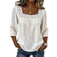 🌸👚New Arrivals - Lace Crochet Square Neck Blouse – Soft Lightweight Design & Versatile Solid Color for Any Season
