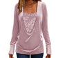 Women's Elegant Sequin Patchwork Long Sleeve Top