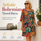 Women's Ethnic Print V-Neck Tiered Dress
