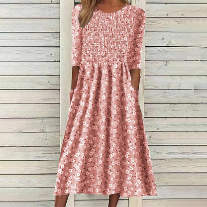 Women's Smocked Floral Print Dress