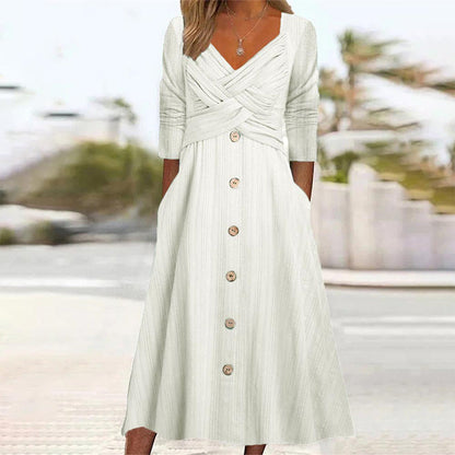 Women's Fashionable Elbowlength Sleeve Midi Dress