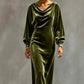 Women's Elegant Velvet Cowl Neck Dress