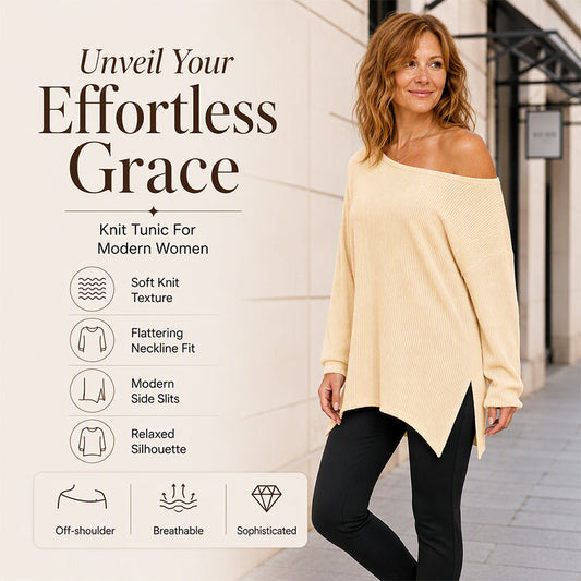 👚New Arrivals - Off-Shoulder Blouse with Side Split – Flowing Drape & Modern Edge for Any Casual Occasion