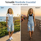 Women's Distressed Denim Overall Shorts