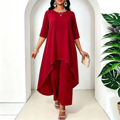 👚New Arrivals - Chic 2-Piece Set with Asymmetric Hem – Relaxed Fit & Versatile Pairing for Any Occasion