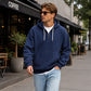 Trending Now⭐👕 Quarter-Zip Hoodie with Kangaroo Pocket – Knit Fabric & Loose Athletic Fit for Effortless Sporty Style