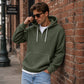 Trending Now⭐👕 Quarter-Zip Hoodie with Kangaroo Pocket – Knit Fabric & Loose Athletic Fit for Effortless Sporty Style