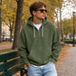 Trending Now⭐👕 Quarter-Zip Hoodie with Kangaroo Pocket – Knit Fabric & Loose Athletic Fit for Effortless Sporty Style