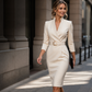 👗Seasonal Style - High-Density Suiting Midi Dress – Elegant Drape & Slimming Effect for Modern Women